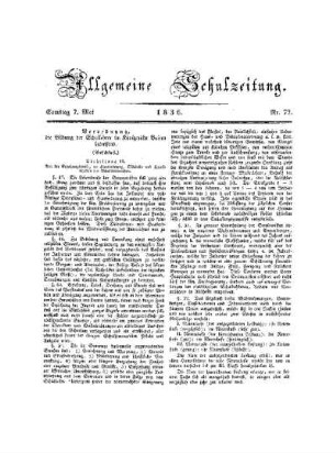 Verordnung, die Bildung der Schullehrer im Königreiche Bayern betreffend : (Beschluß)