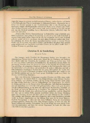 Christian II. in Sonderburg Dierk Puls