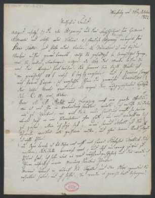 Brief an B. Schott's Söhne : 31.10.1822