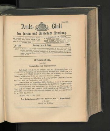 No. 134, 9. Juni 1916