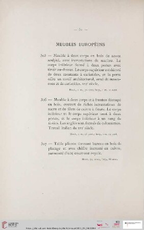 Meubles Européens (Nr. 305 - 307)