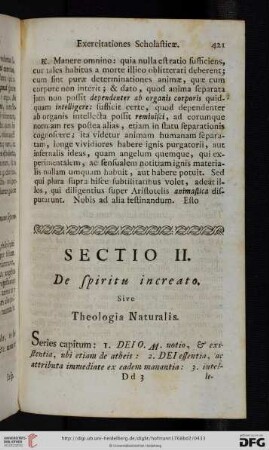 Sectio II: De spiritu increato sive Theologia Naturalis