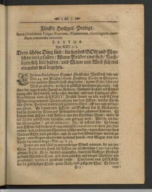 Fünffte Hochzeit-Predigt.