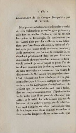 Dictionnaire de la Langue francoise, par M. Gattel