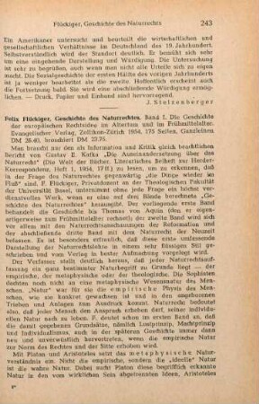 243-245 [Rezension] Flückiger, Felix, Altertum und Frühmittelalter