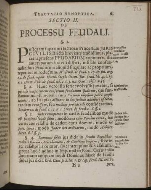 Tractatio Synoptica. Sectio II. De Processu Feudali. §. 1. [ - ] §. 14.