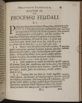 Tractatio Synoptica. Sectio II. De Processu Feudali. §. 1. [ - ] §. 14.