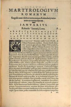 Martyrologivm Romanvm : Ad Novam Kalendarii Rationem, Et Ecclesiasticæ historiæ veritatem restitutum. Gregorii XIII. Pont. Max. Ivssv Editvm. Accesservnt Notationes Atque Tractatio de Martyrologio Romano
