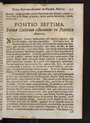 335-341, Positio Septima. Formae Coelorum educuntur ex Potentia Materia