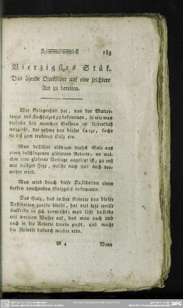 Vierzigstes Stük. Das äzende Queksilber auf eine leichtere Art zu bereiten