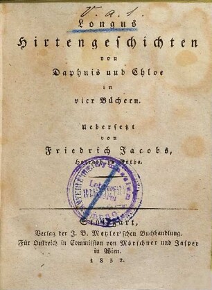 Hirtengeschichten von Daphnis und Chloe : in vier Büchern