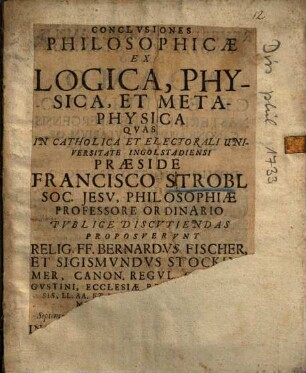 Conclvsiones Philosophicae Ex Logica, Physica, Et Metaphysica