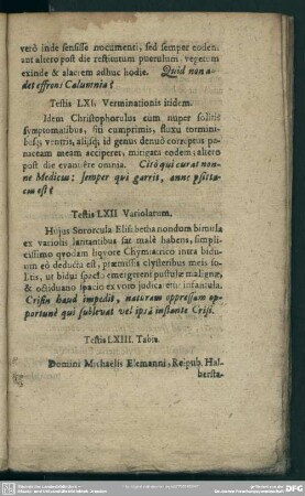 Testis LXII. Variolarum