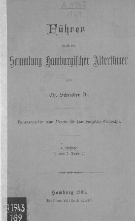 Führer durch die Sammlung Hamburgischer Alterthümer