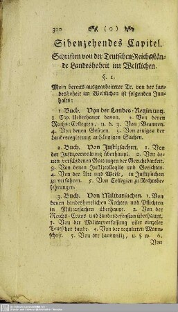 Sibenzehendes Capitel. Schriften von der Teutschen Reichsstände Landeshoheit im Weltlichen