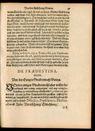 De Praedestinatione. Von der Ewigen Gnadenwahl Gottes.