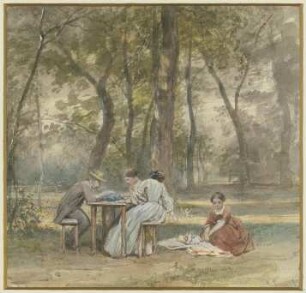 Der Künstler mit seiner Familie in Ferien