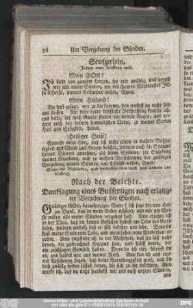 Danksagung eines Bußfertigen nach erlangter Vergebung der Sünden.