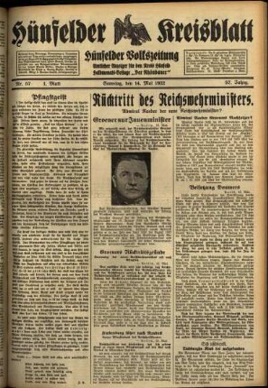 Erste Ausgabe vom Samstag, den 14. Mai 1932.