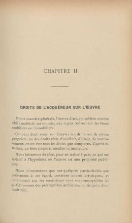 Chapitre II. Droits de l'acquéreur sur l'oeuvre