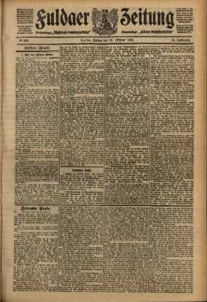 Erste Ausgabe vom Freitag, den 29. Oktober 1909.