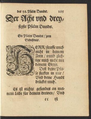 Der Acht und dreysigste Psalm Davids.