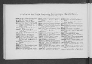 Agentenliste des Verein Hamburger Assecuradeure. Havarie-Bureau.
