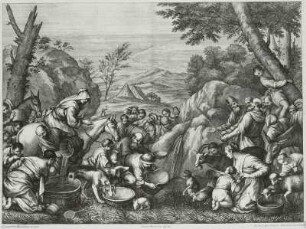 Moses schlägt Wasser aus dem Felsen