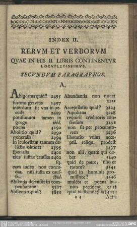 Index II. Rerum Et Verborum Quae in His II. Libris Continentur Locupletissimus