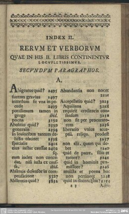 Index II. Rerum Et Verborum Quae in His II. Libris Continentur Locupletissimus