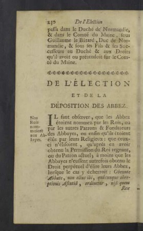 De l`Election des Abbez en France