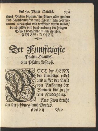 Der Funfftzigste Psalm Davids.