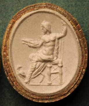 Thronender Jupiter mit Donnerkeil, zu seinen Füßen der Adler (Daktyliothek, Supplement)