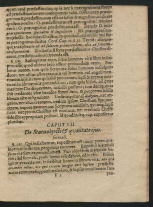 Caput VII. De Status obiecti & qualitate eius.