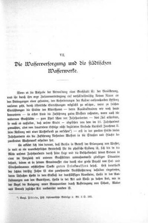 VII. Die Wasserversorgung und die städtischen Wasserwerke