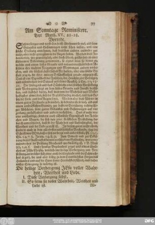 Am Sonntage Reminiscere. Text Matth. XV, 21 - 28.