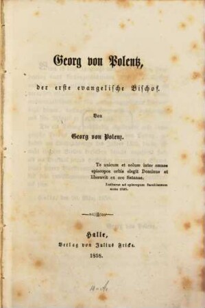Georg von Polentz, der erste evangelische Bischof