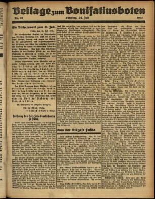 Zweite Ausgabe vom Sonntag, den 24. Juli 1932.