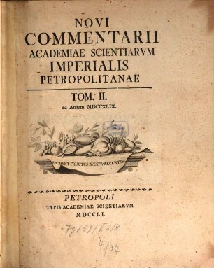 Novi commentarii Academiae Scientiarum Imperialis Petropolitanae. 2. 1749 (1751)