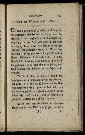 Von der Malerey hinter Glas.