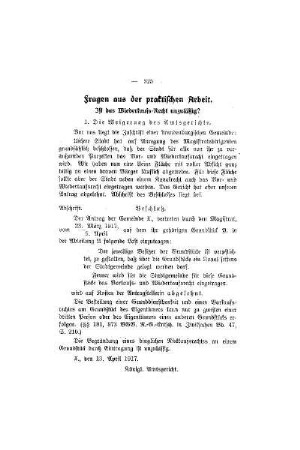 Fragen aus der praktischen Arbeit
