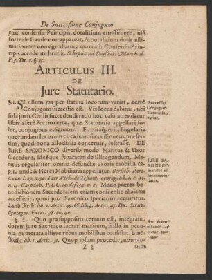 Articulus III. De Iure Statutario.