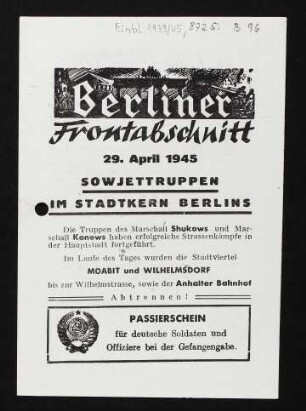 Berliner Frontabschnitt 29. April 1945 SOWJETTRUPPEN IM STADTKERN BERLINS