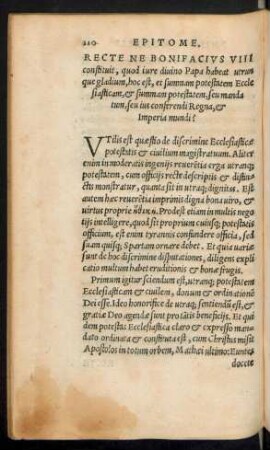 Recte Ne Bonifacius VIII constituit, quod iure divino Papa habeat utrunque gladium ...