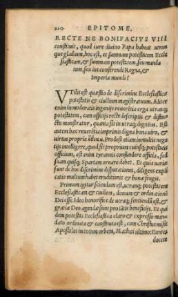 Recte Ne Bonifacius VIII constituit, quod iure divino Papa habeat utrunque gladium ...