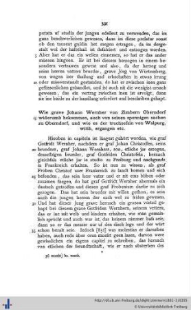 Wie grave Johann Wernher von Zimbern Oberndorf widerumb bekommen ... und wie es der truchseßin von Walpurg, witib, ergangen etc.