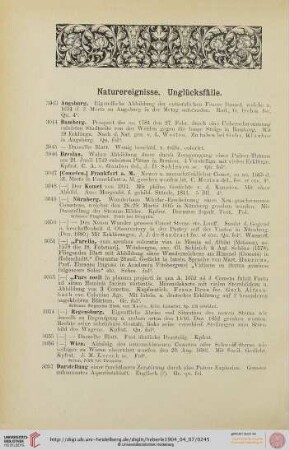 Naturereignisse. Unglücksfälle. Naturwürdigkeiten (Nr. 3043-3153)