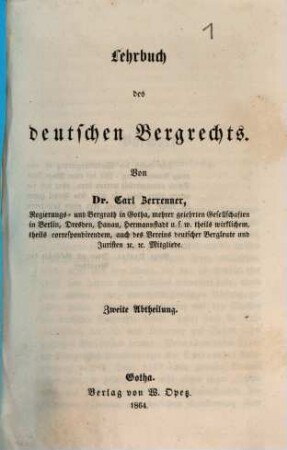 Lehrbuch des deutschen Bergrechts, 2