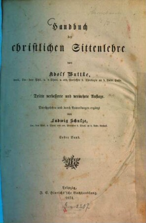 Handbuch der christlichen Sittenlehre, 1