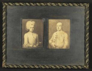 Gerahmtes Bild mit Portraits von Johann Friedrich Haakh und Johanna Beata Haakh, geb. Conz